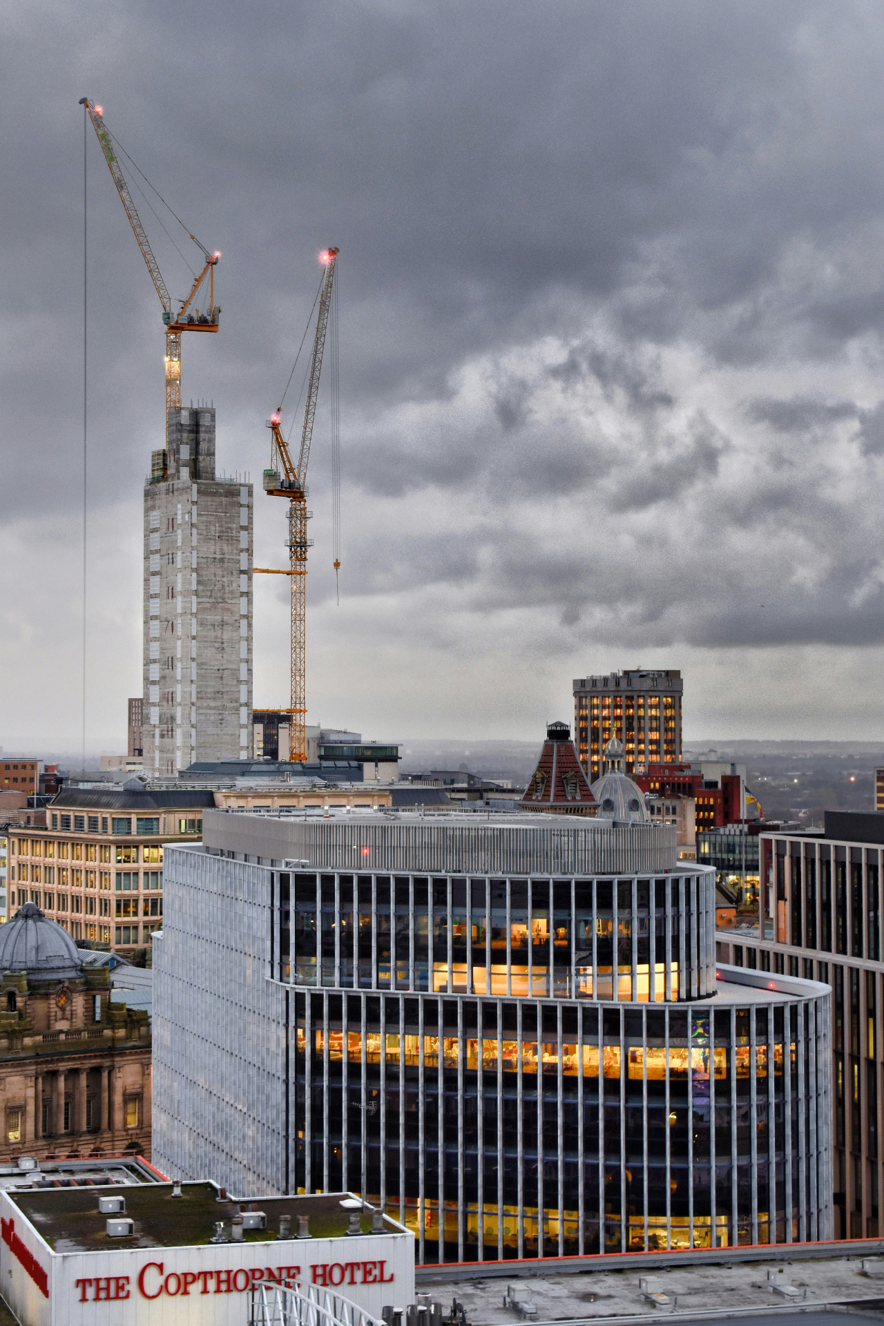 Tower cranes above a construction site in the North West